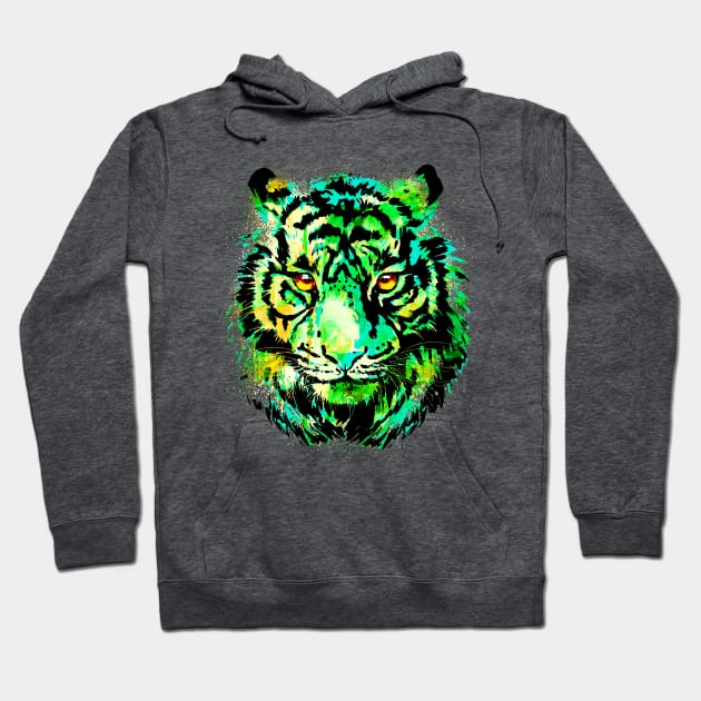 Realistic Green Tiger - Bengal Tiger Eyes Hoodie by BigWildKiwi